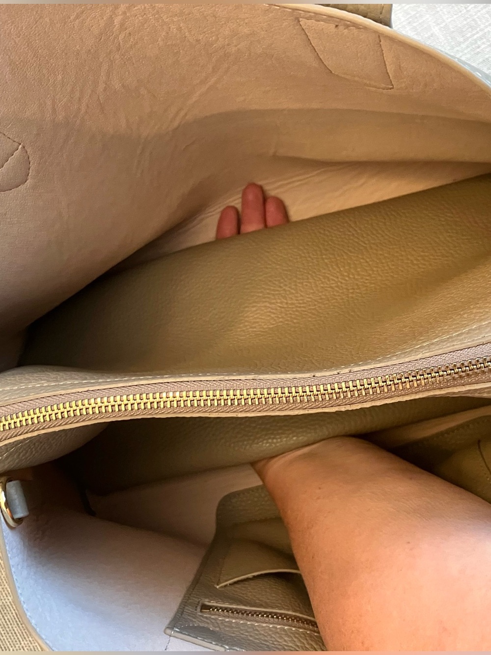 CUYANA Zippered Satchel Pebbled Leather Tote in Taupe, practically new - Picture 14 of 16